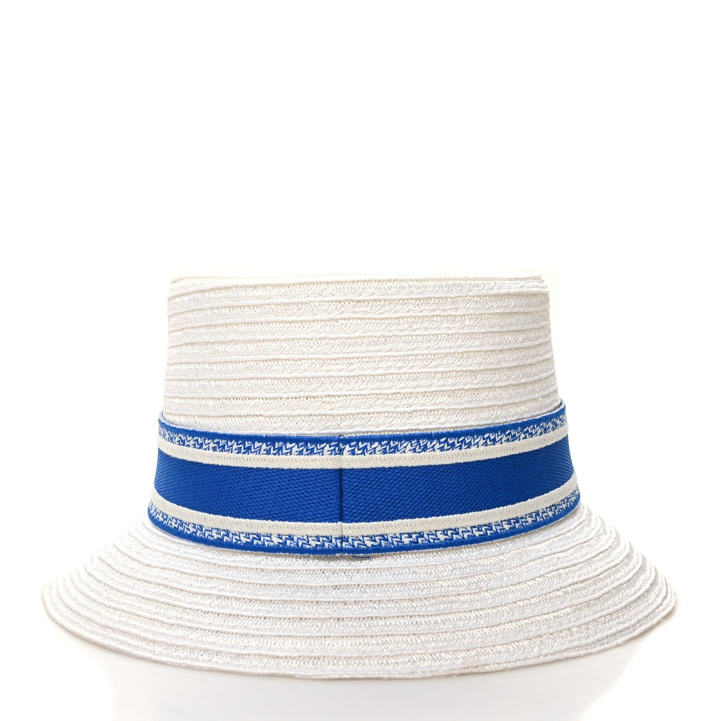 Straw Bucket Hat 59 White Blue