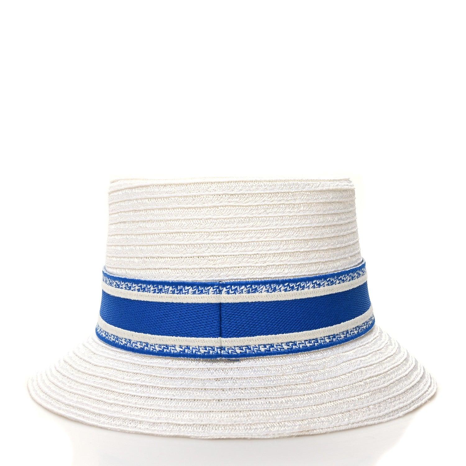 Christian Dior Straw Bucket Hat 59 White Blue 4 of 7
