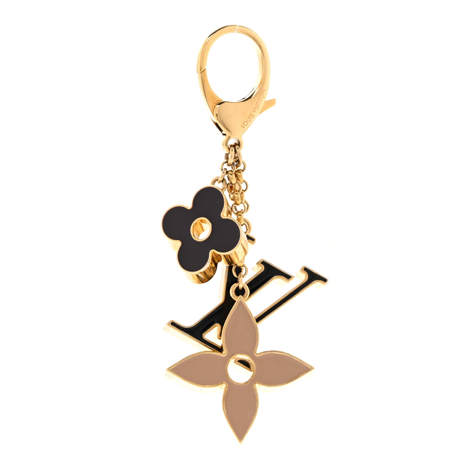 Louis Vuitton Metal Enamel Fleur De Monogram Bag Charm Dore 1 of 5