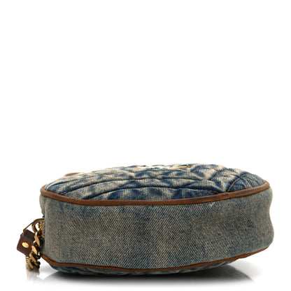 Saint Laurent Denim Matelasse Chevron Quilted Round Vinyle Camera Bag Rodeo Blue Cinnamon 4 of 10