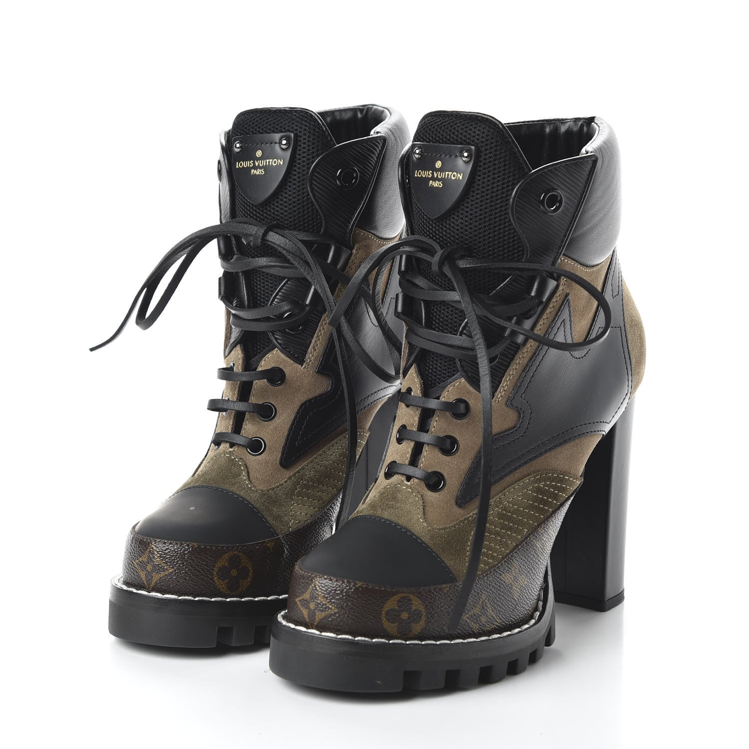 Louis Vuitton Suede Calfskin Monogram Star Trail Ankle Boots 39 Khaki 3 of 9