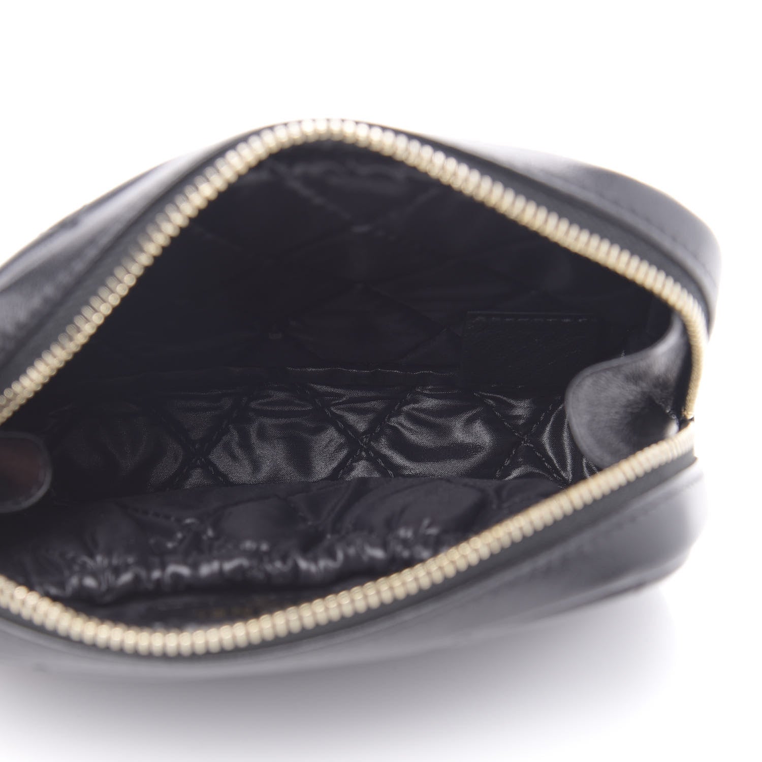 Chanel Lambskin Quilted Small Curvy Pouch Cosmetic Case Black 5 of 9