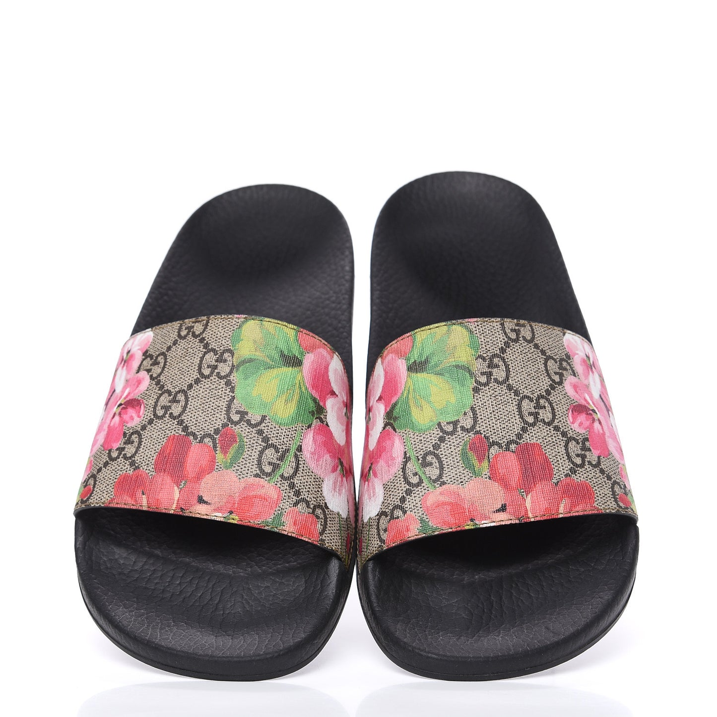 GG Supreme Monogram Blooms Slide Sandals 38 Beige Multicolor
