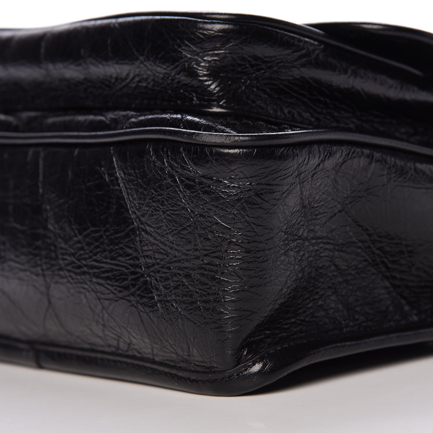 Crinkled Calfskin Matelasse Monogram Baby Niki Chain Satchel Black