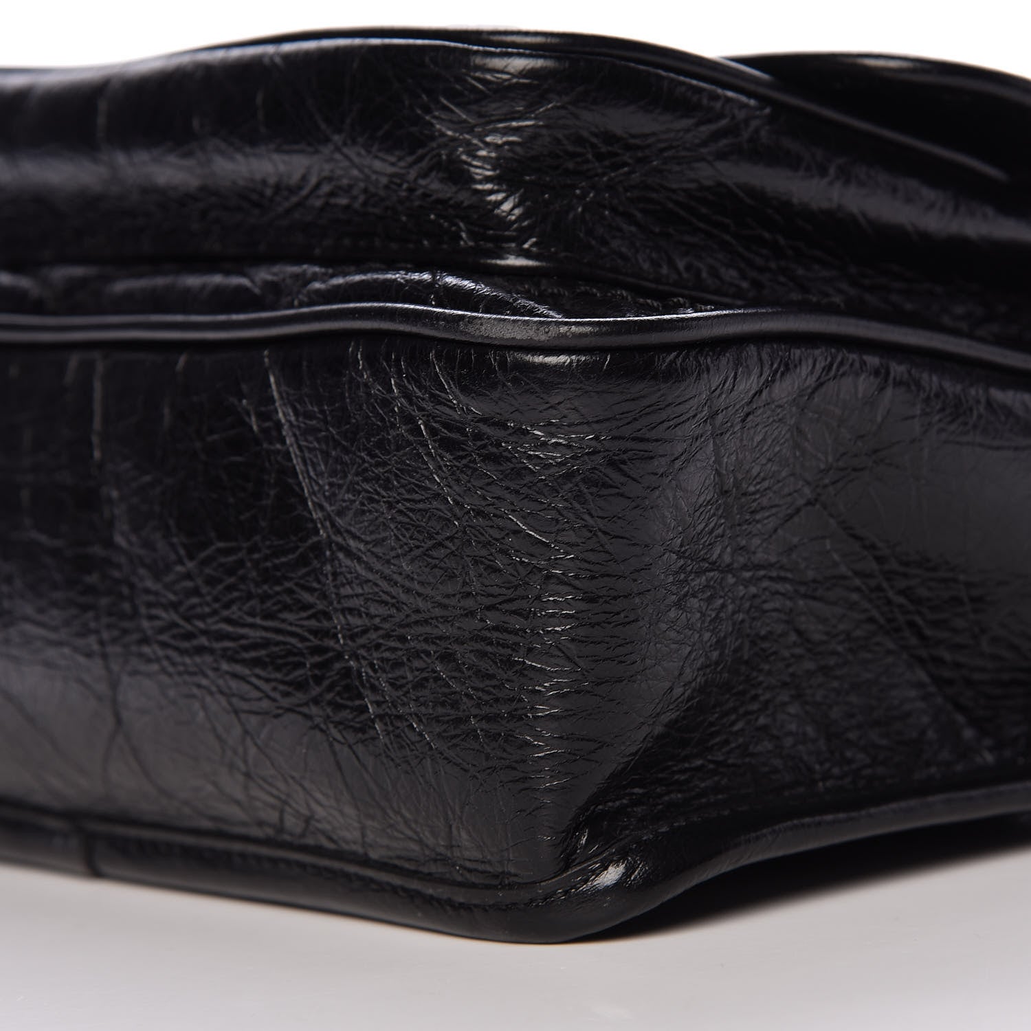 Saint Laurent Crinkled Calfskin Matelasse Monogram Baby Niki Chain Satchel Black 9 of 14