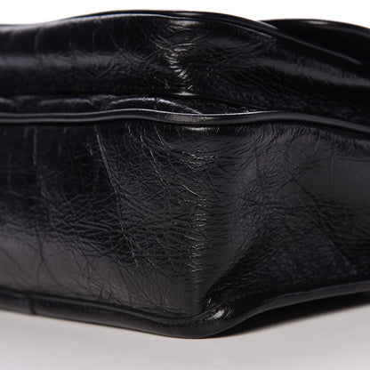 Saint Laurent Crinkled Calfskin Matelasse Monogram Baby Niki Chain Satchel Black 9 of 14