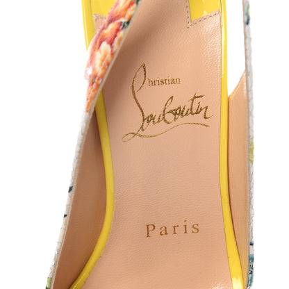 Christian Louboutin Crackled Calfskin Patent Hawaii Print Lady Peep Sling 150 Pumps 36 Version White 7 of 10