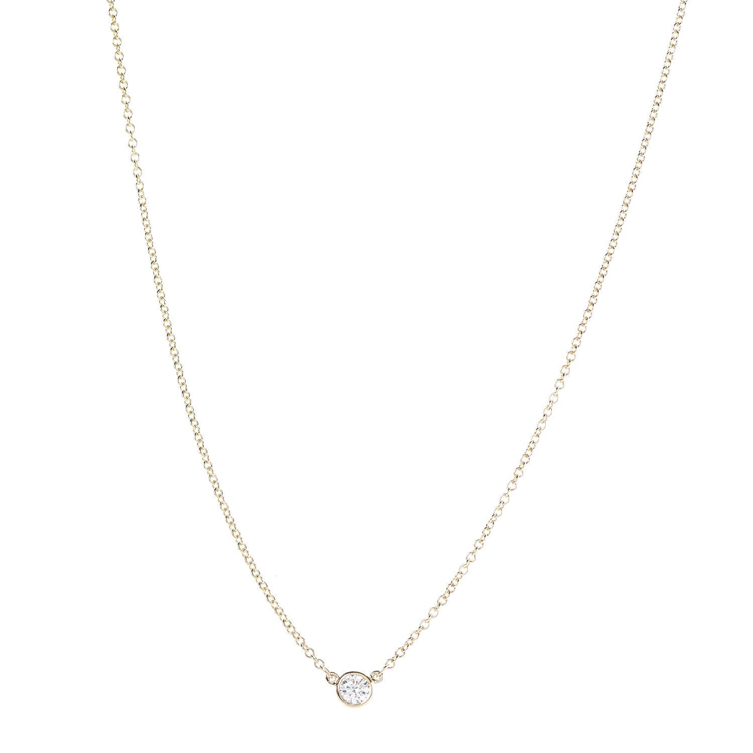 Tiffany 18K Yellow Gold Diamond .12ct Elsa Peretti Diamonds by the Yard Pendant Necklace 1 of 5