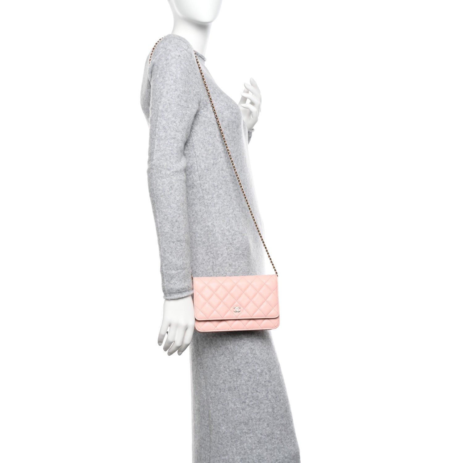 Chanel Caviar Quilted Wallet on Chain WOC Light Pink 2 of 13