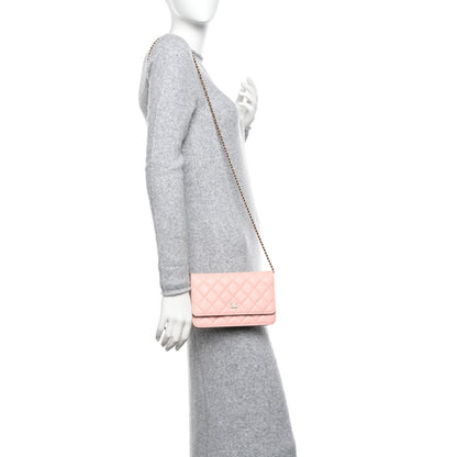 Chanel Caviar Quilted Wallet on Chain WOC Light Pink 2 of 13