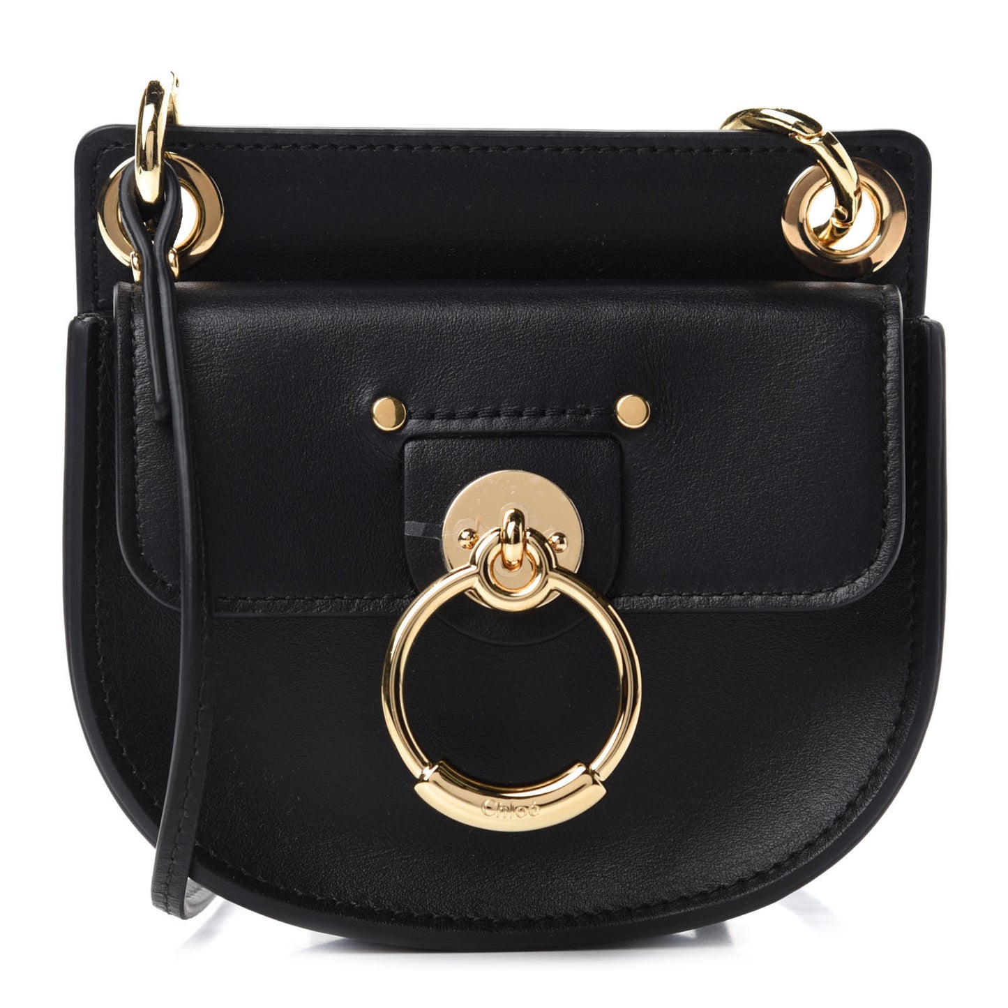 Shiny Calfskin Tess Mini Crossbody Bag Black