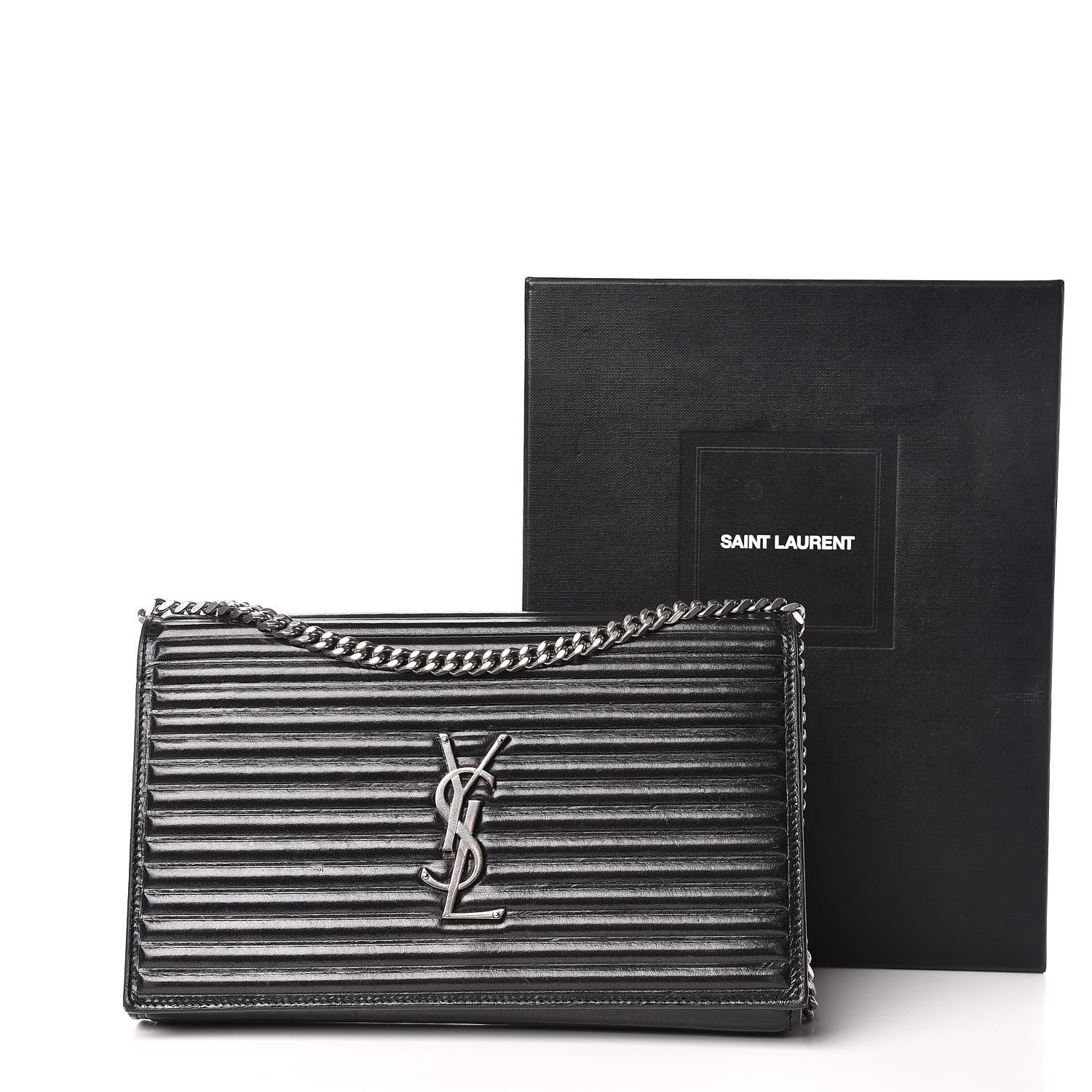 Saint Laurent Ribbed Calfskin Opium Monogram Chain Wallet Black 17 of 17