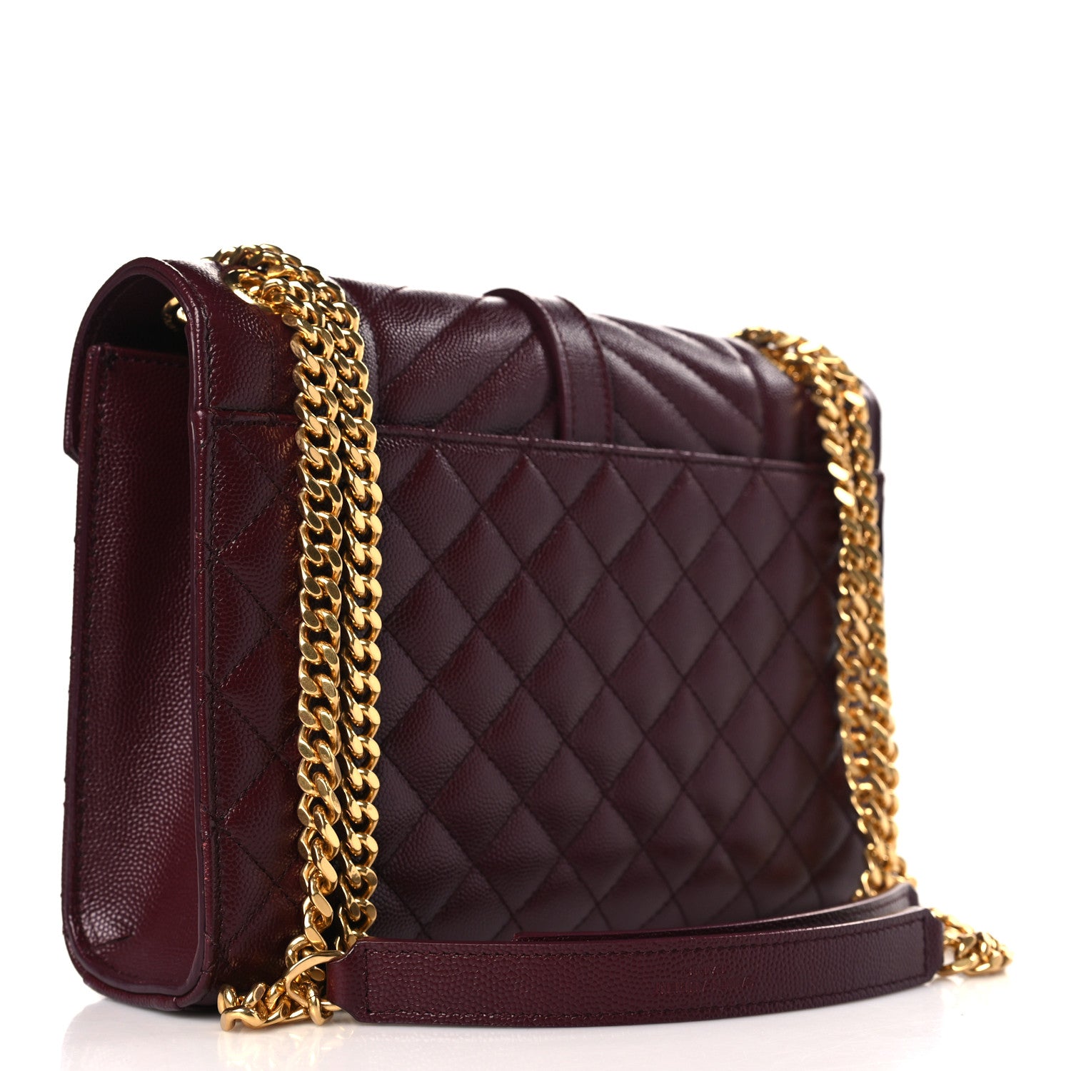 Saint Laurent Grain De Poudre Textured Mixed Matelasse Medium Triquilt Monogram Satchel Rouge Legion 4 of 11