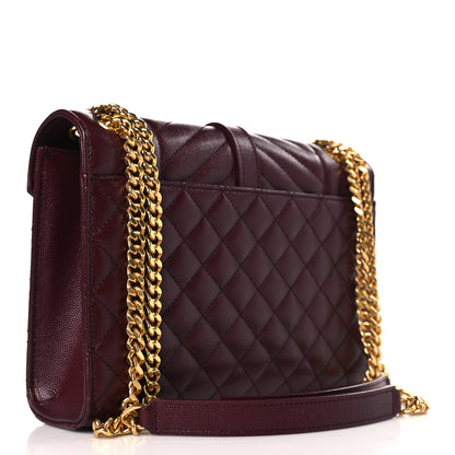 Saint Laurent Grain De Poudre Textured Mixed Matelasse Medium Triquilt Monogram Satchel Rouge Legion 4 of 11