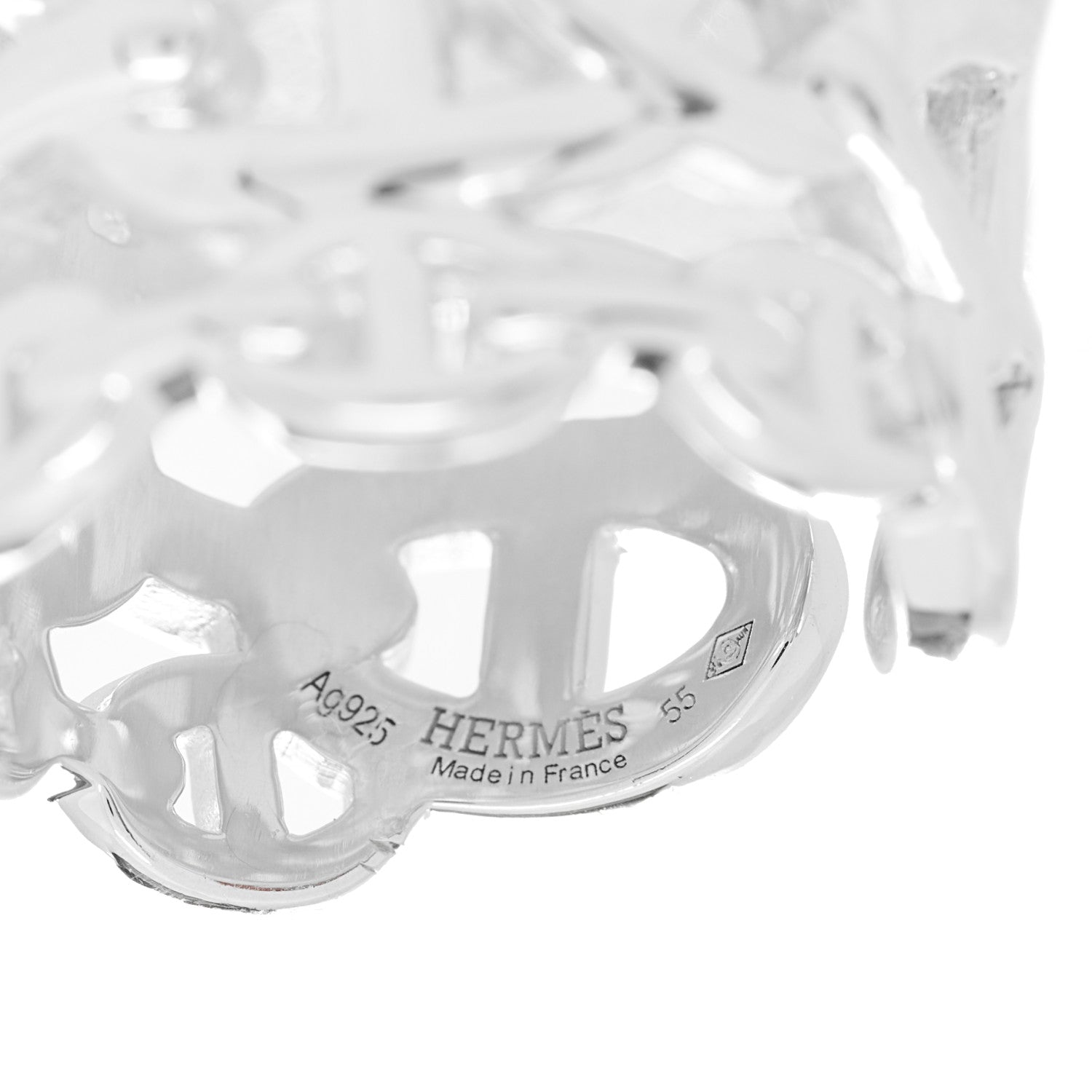 Hermes Sterling Silver GM Chaine d'Ancre Enchainee Band Ring 55 7.25 4 of 5