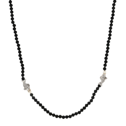 Tiffany 18K Yellow Gold Black Onyx Pearl Fish Bead Necklace 1 of 4