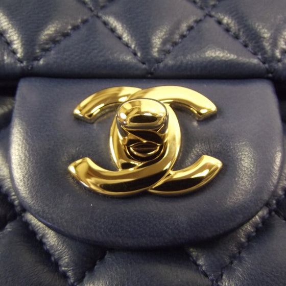 Lambskin Valentine Charms Medium Flap Navy
