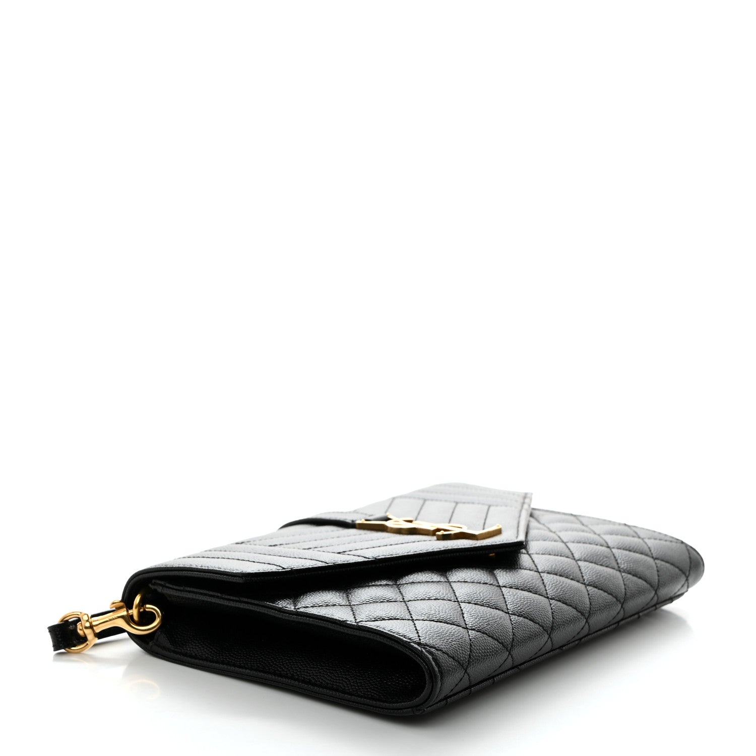 Saint Laurent Grain De Poudre Textured Mixed Matelasse Triquilt Monogram Clutch Black 4 of 7