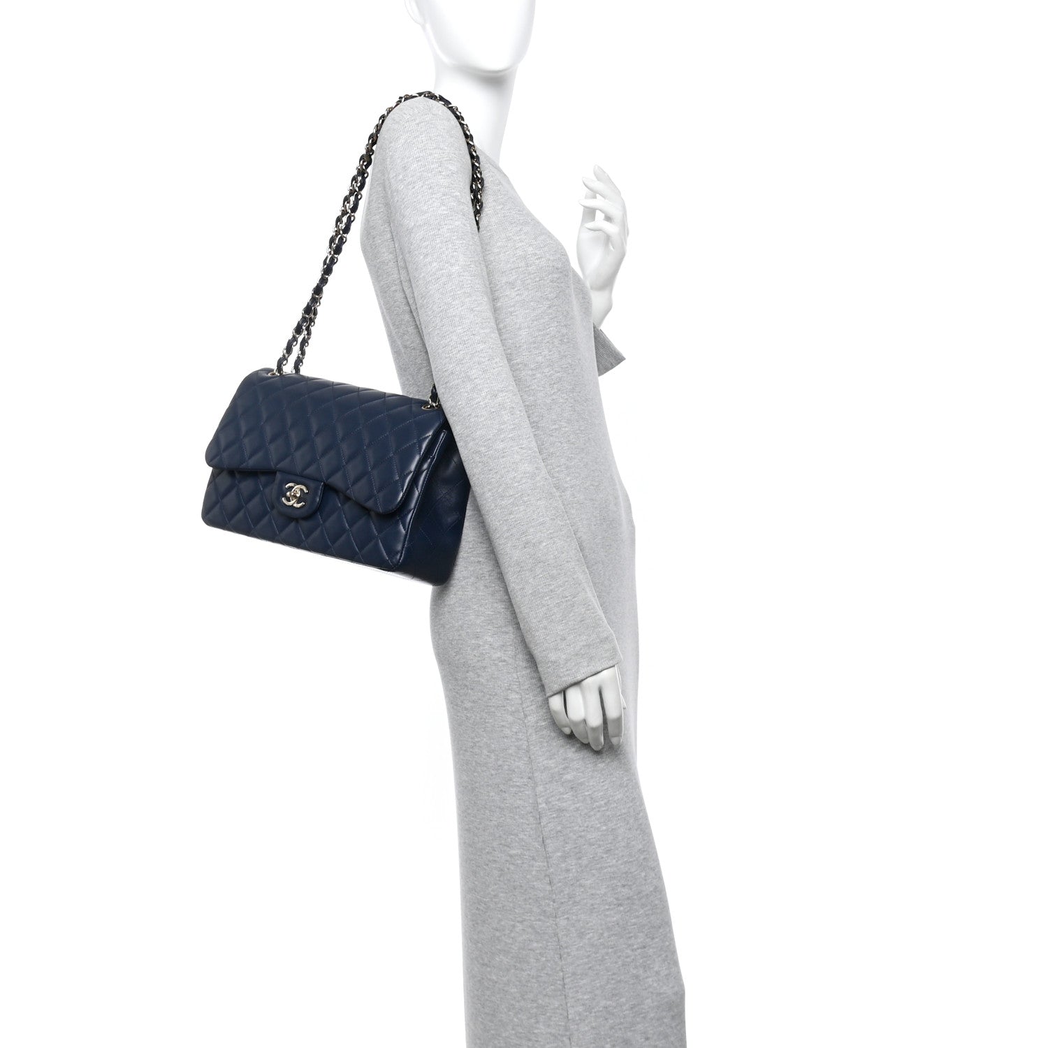 Chanel Lambskin Quilted Jumbo Double Flap Navy 2 of 11