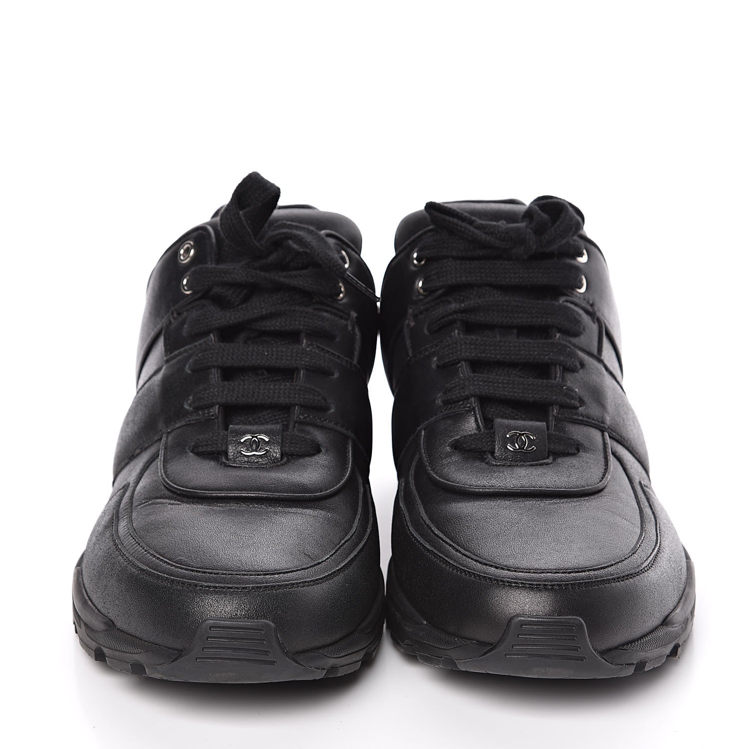 Chanel Calfskin Mens CC Sneakers 44 Black 2 of 9