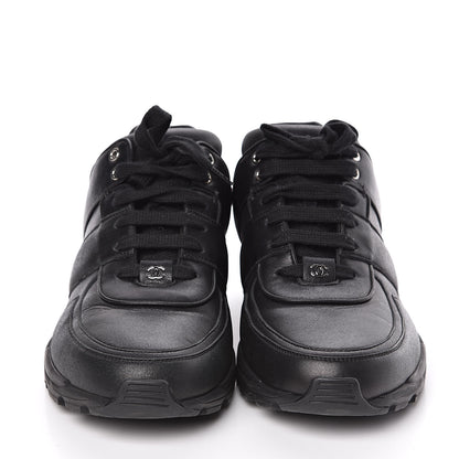 Chanel Calfskin Mens CC Sneakers 44 Black 2 of 9