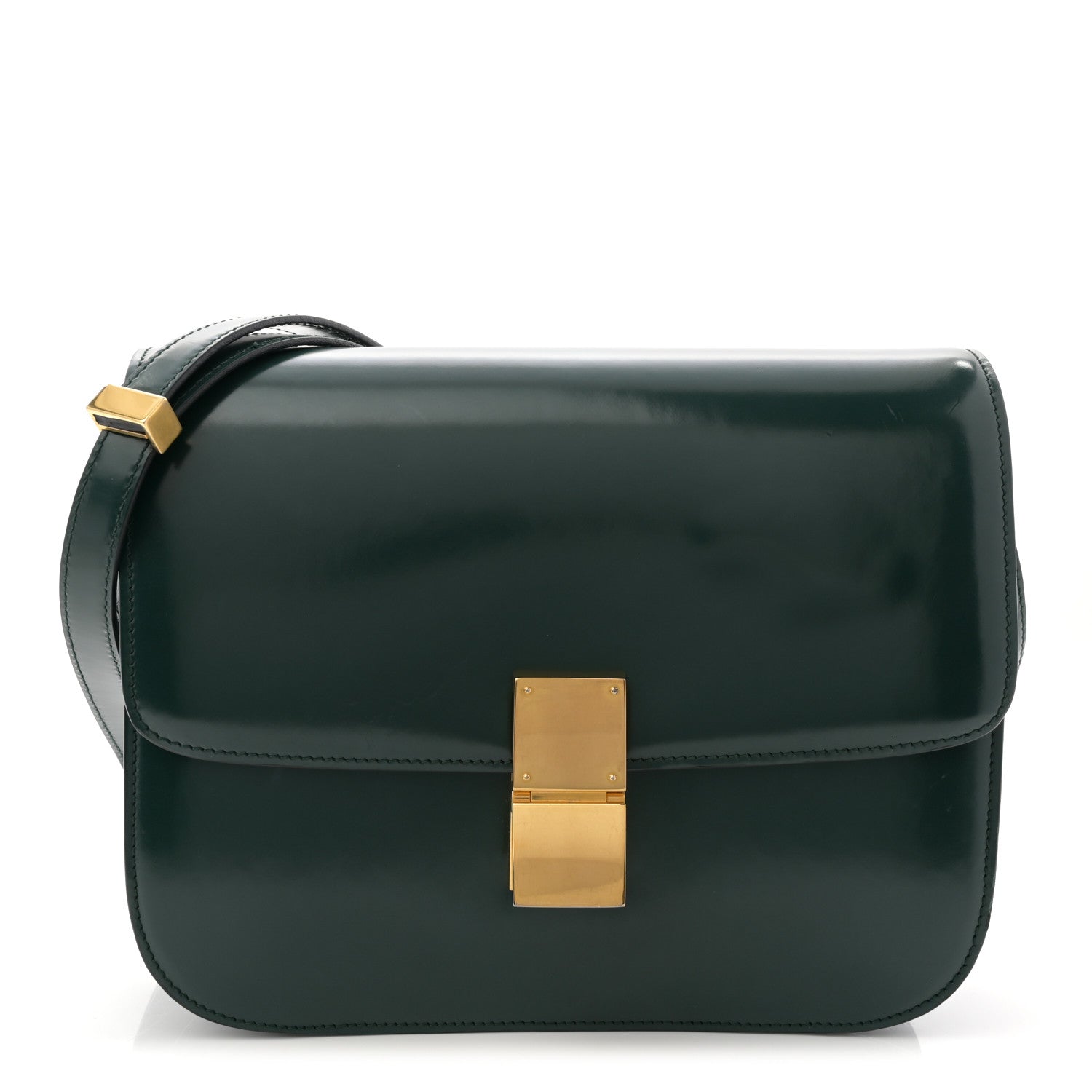 Celine Spazzolato Calfskin Classic Box Medium Flap Bag Dark Green 1 of 12