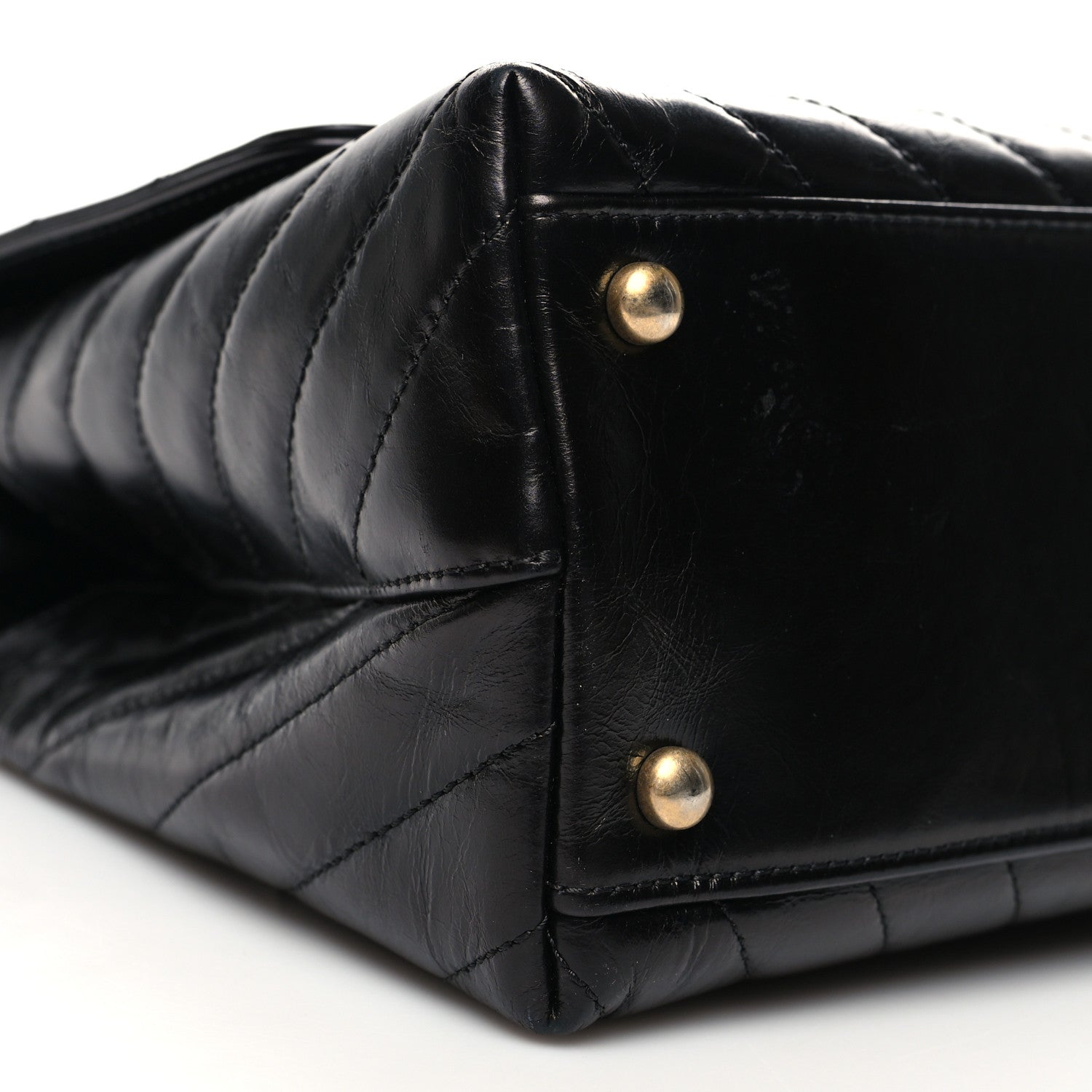Chanel Calfskin Lizard Chevron Quilted Small Coco Handle Flap Black 10 of 12