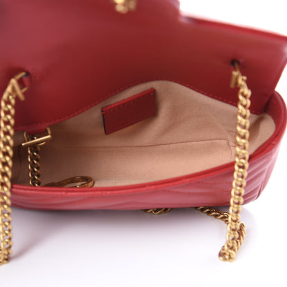 Gucci Calfskin Matelasse Super Mini GG Marmont Shoulder Bag Hibiscus Red 5 of 9