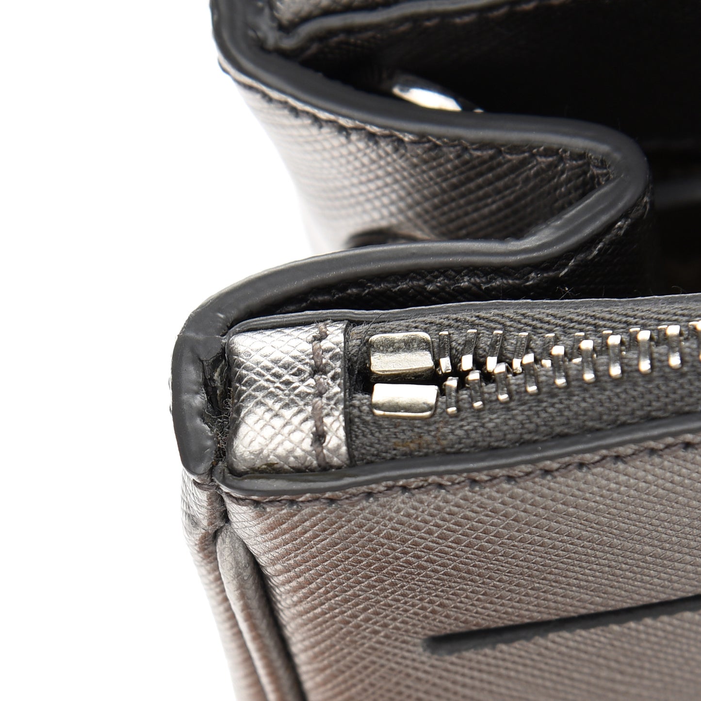 Metallic Saffiano Small Galleria Double Zip Tote Cromo