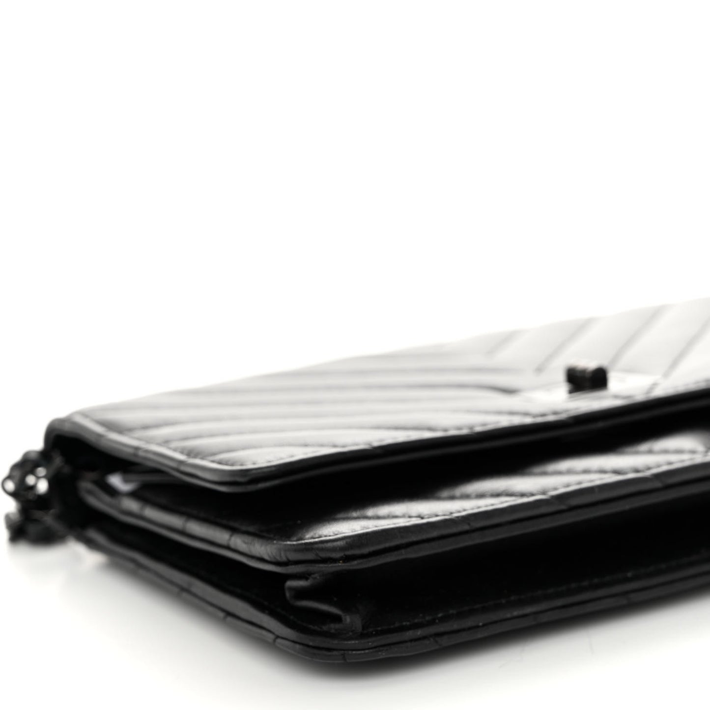 Aged Calfskin Chevron Quilted Reissue Wallet On Chain WOC So Black
