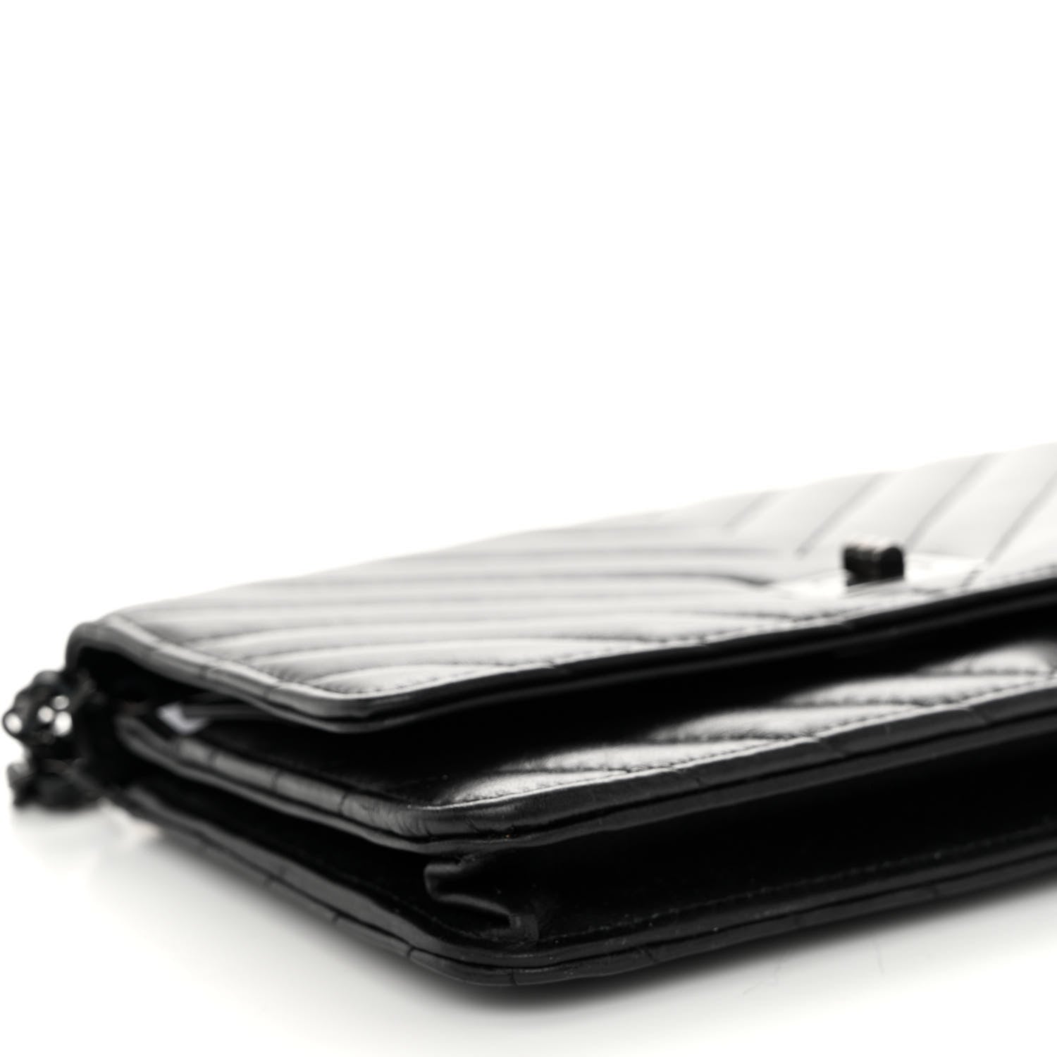 Chanel Aged Calfskin Chevron Quilted Reissue Wallet On Chain WOC So Black 9 of 10