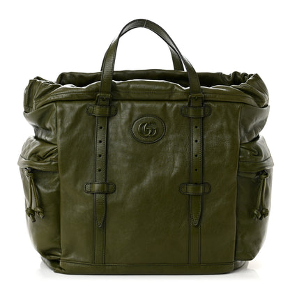 Gucci Piuma Lux Energy Monochrome Double G Drawstring Tote Military Wood 1 of 10