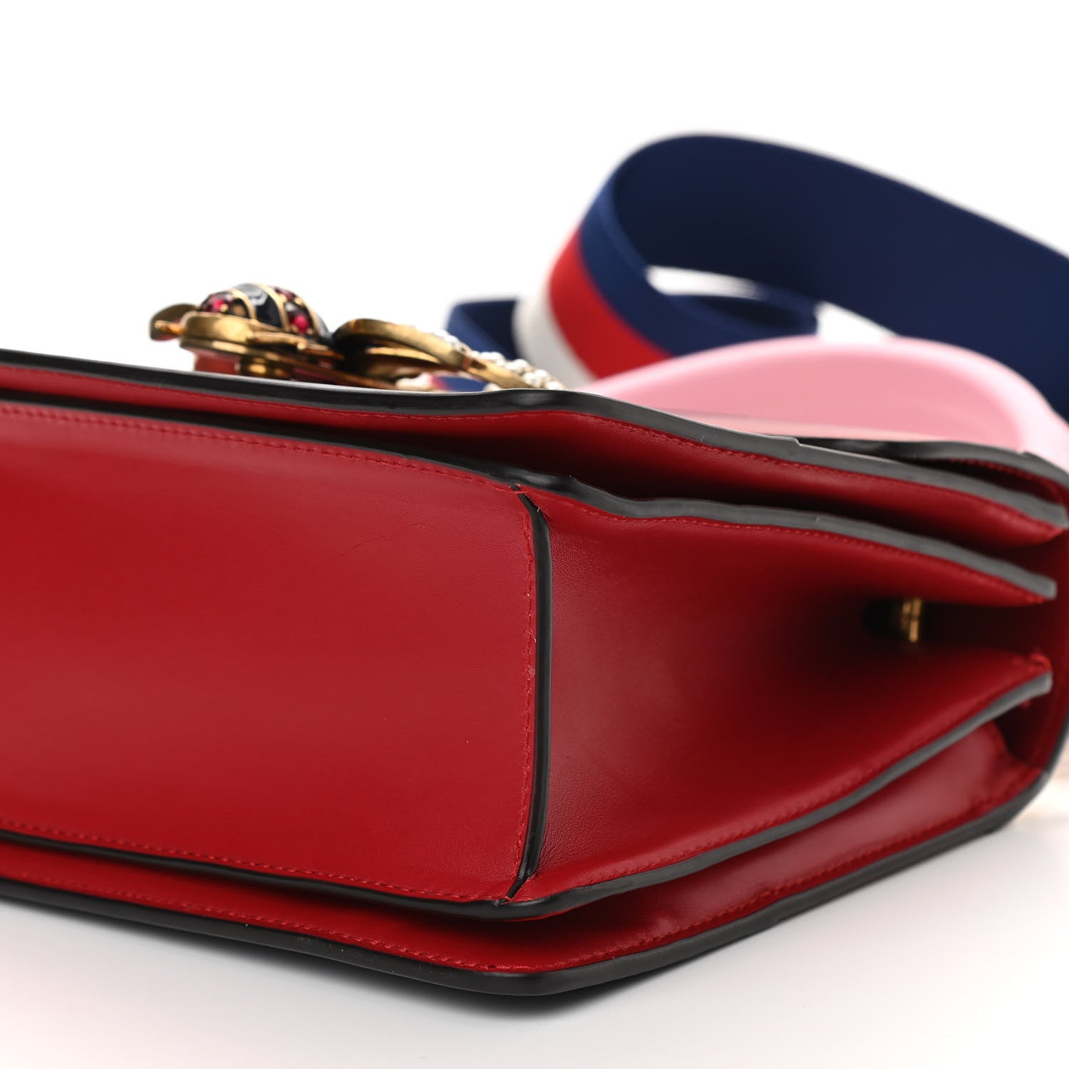 Gucci Calfskin Sylvie Web Small Queen Margaret Top Handle Bag Blue Agata Hibiscus Red Mystic White Sugar Pink 10 of 10