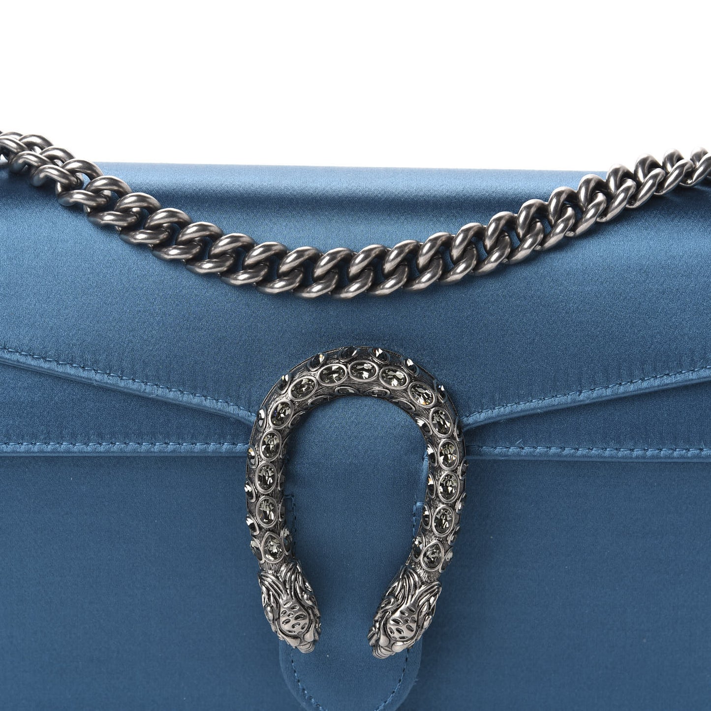 Satin Silk Crystal Small Dionysus Shoulder Bag Turchese Black Diamond