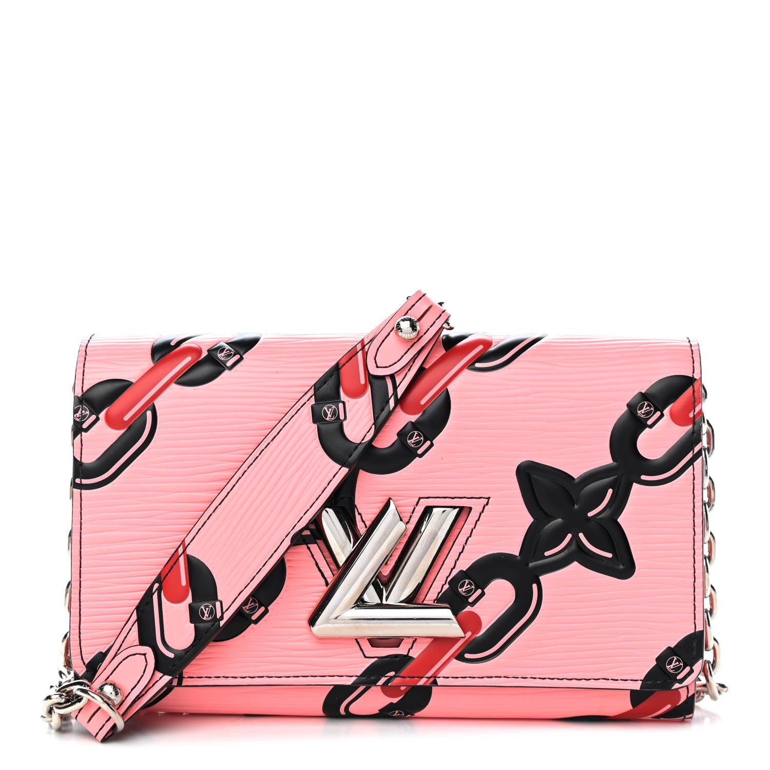 Louis Vuitton Epi Chain Flower Print Twist Chain Wallet Pink 1 of 4