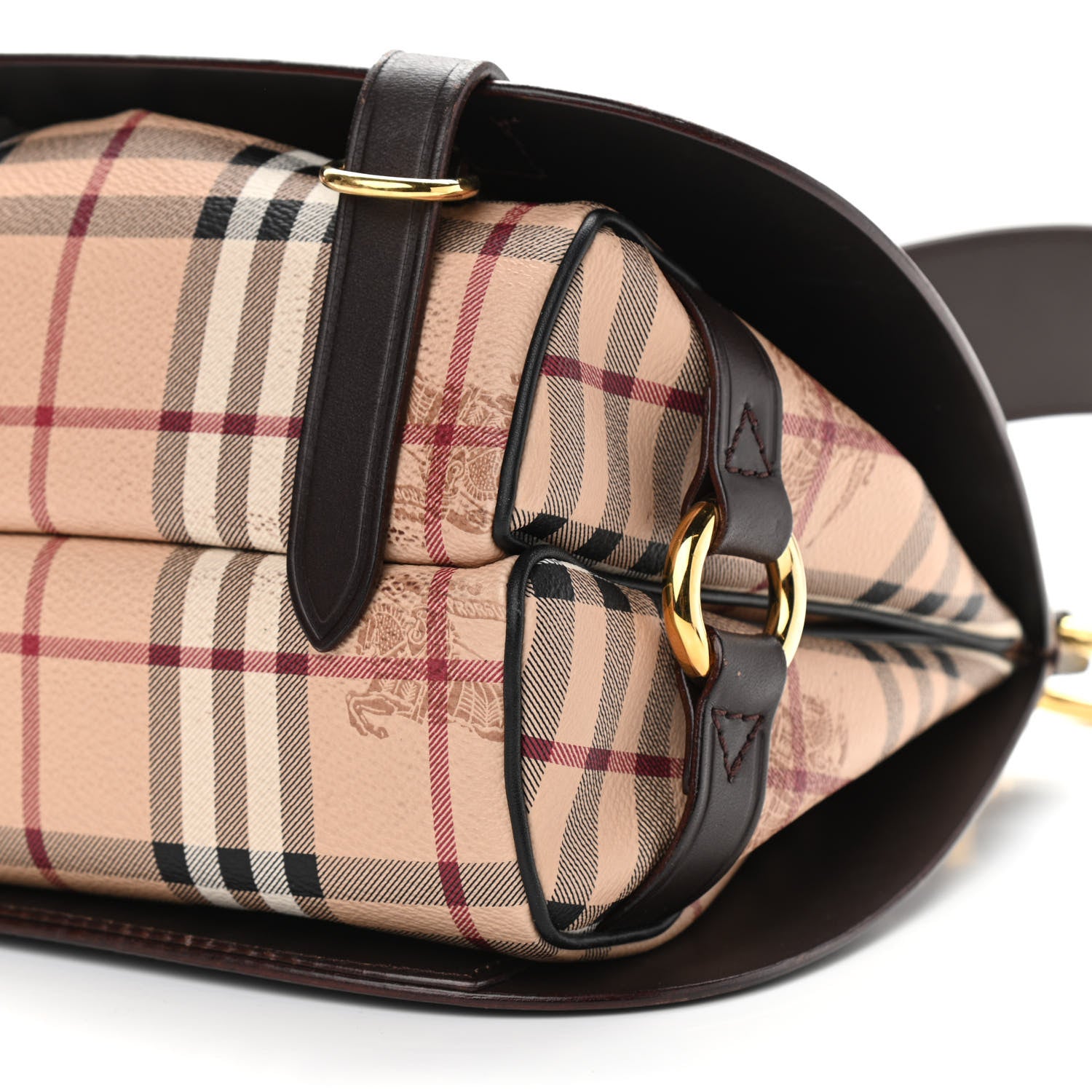 Burberry Haymarket Check Large Bridle Saddle Bag Dark Clove Brown 11 of 13