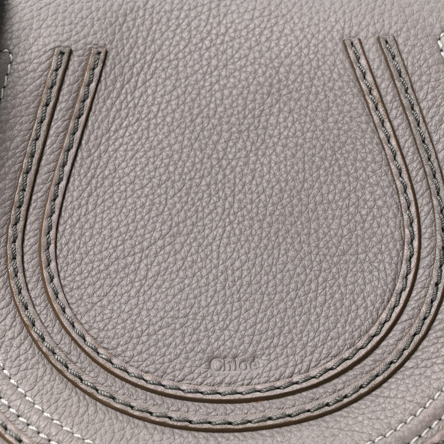 Chloe Grained Calfskin Small Marcie Saddle Bag Cashmere Grey 7 of 9