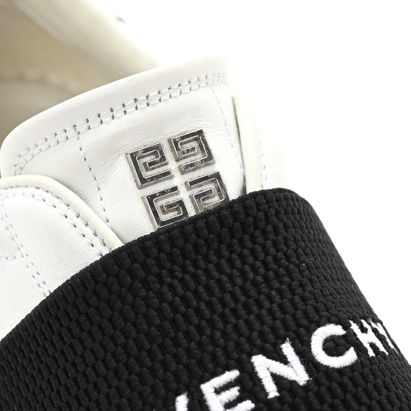Calfskin Band Logo Womens City Sport Sneakers 37.5 White Black