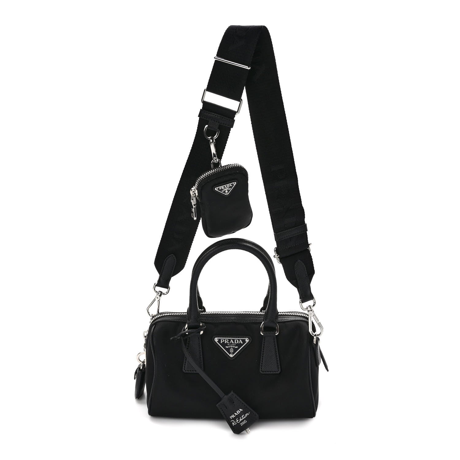 Prada Nylon Saffiano Re-Edition 2005 Top Handle Crossbody Bag Black 1 of 9