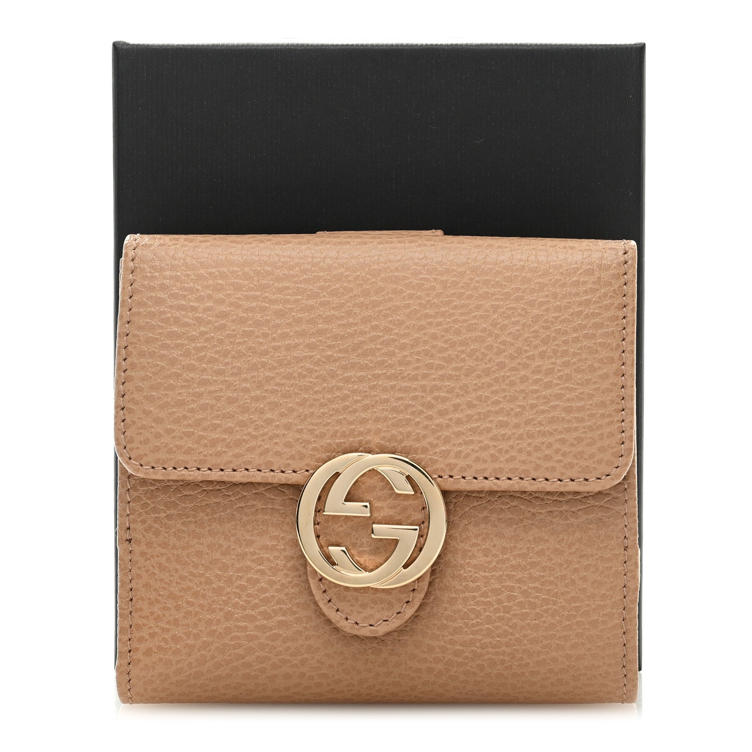 Gucci Dollar Calfskin Interlocking G French Wallet Camelia 7 of 7