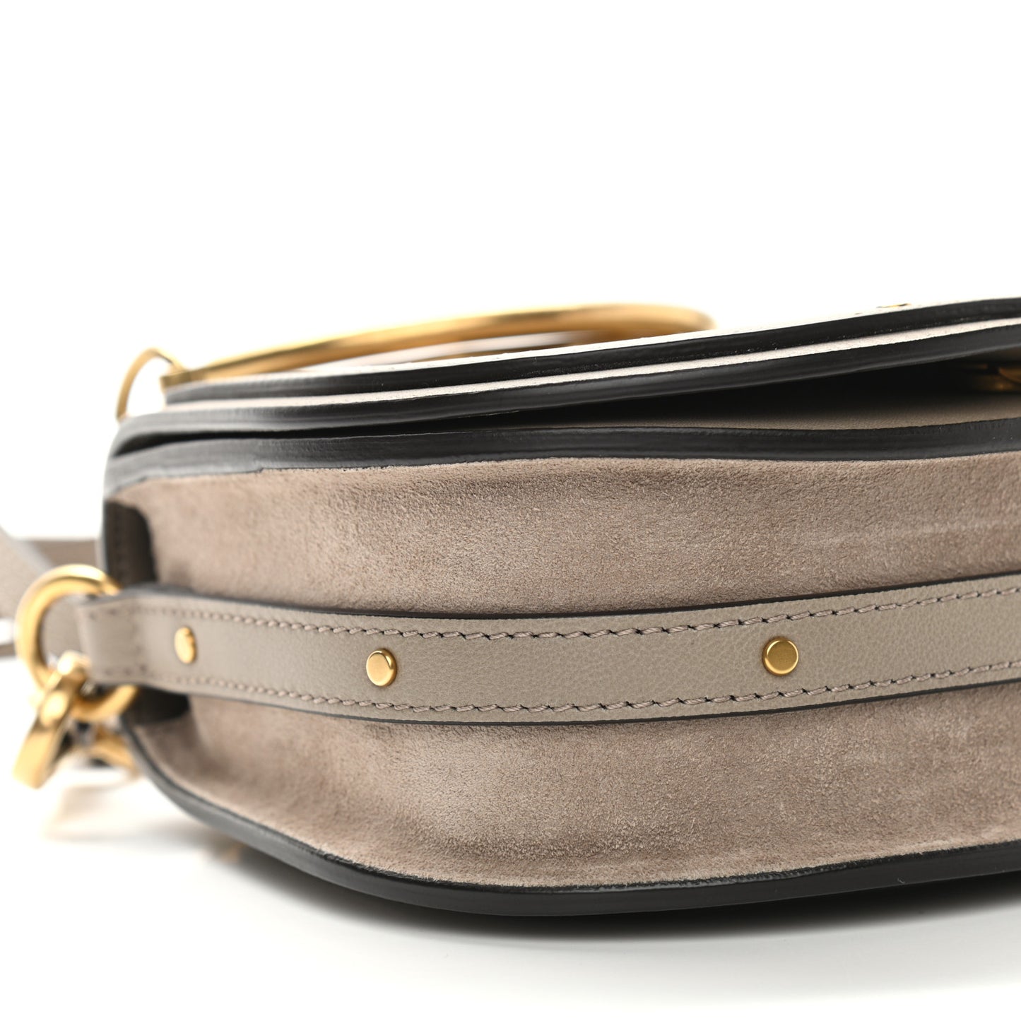 Calfskin Suede Small Nile Bracelet Bag Motty Grey
