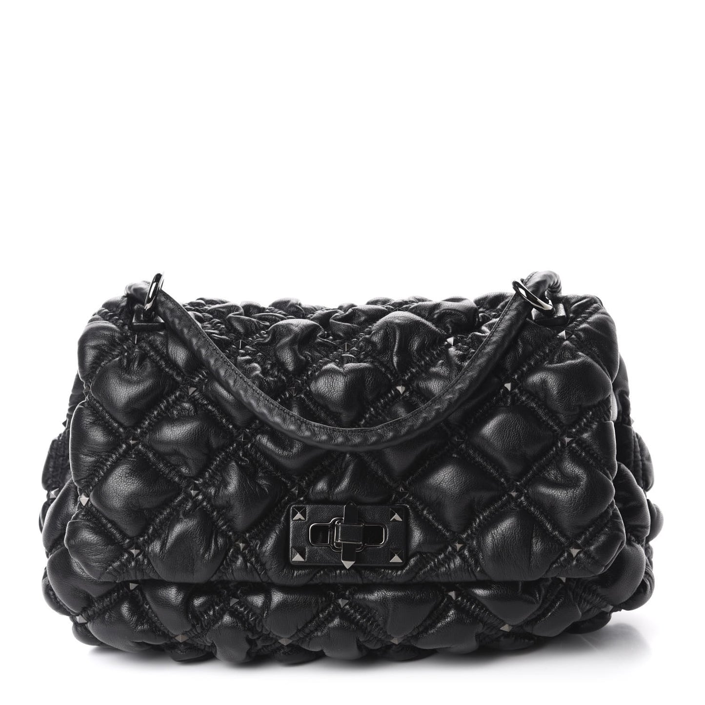 Nappa Medium Spikeme Shoulder Bag Black