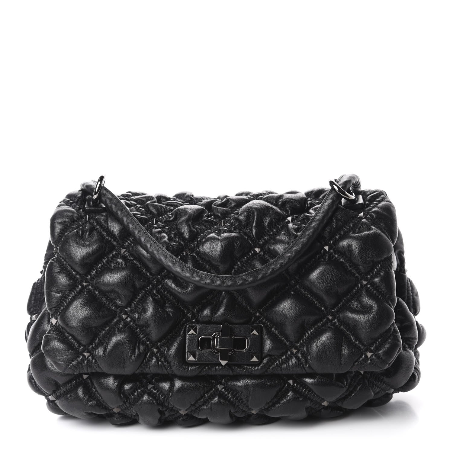 Valentino Garavani Nappa Medium Spikeme Shoulder Bag Black 1 of 9