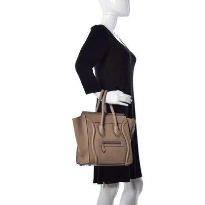 Celine Drummed Calfskin Micro Luggage Dune 2 of 8