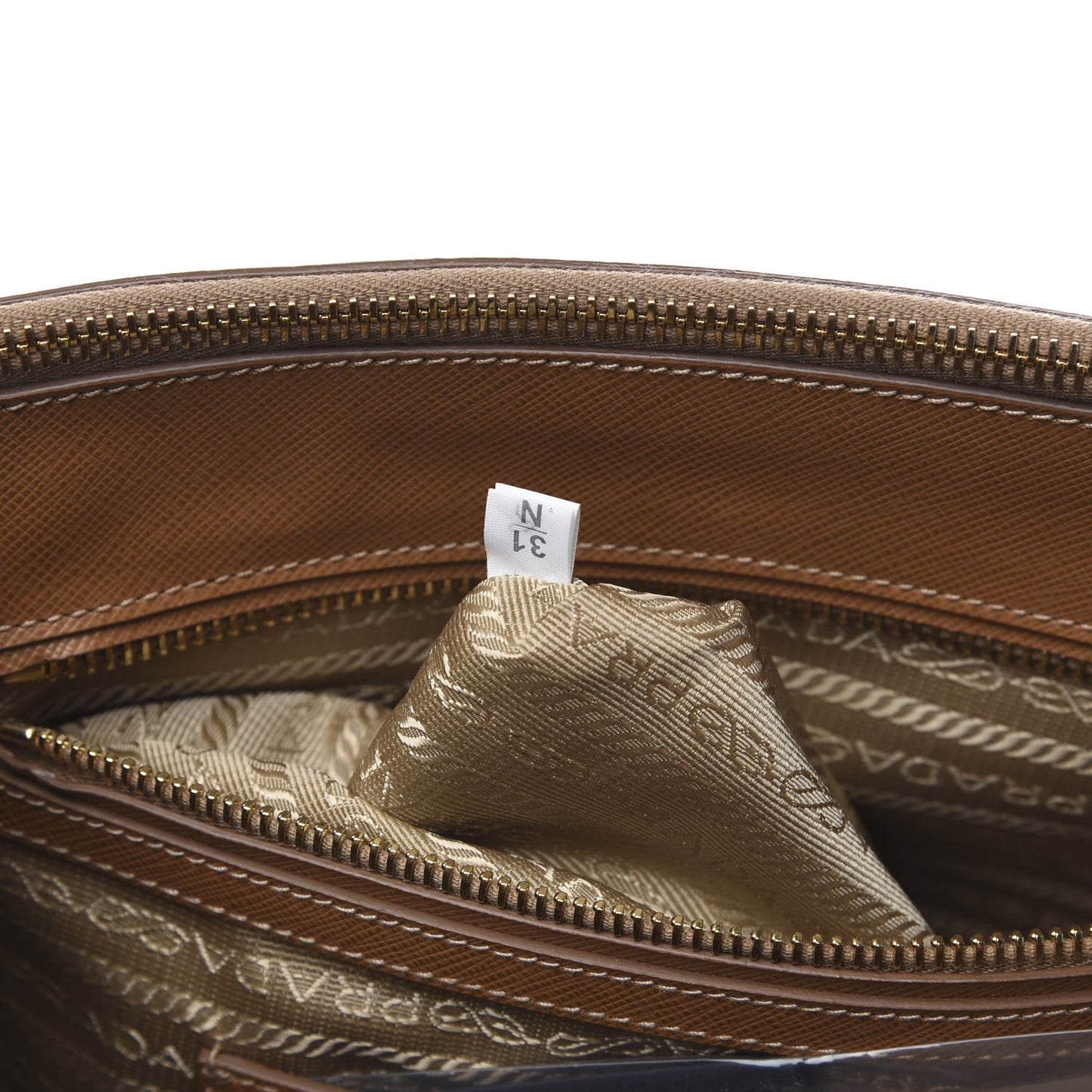 Saffiano Large Galleria Double Zip Tote Caramel