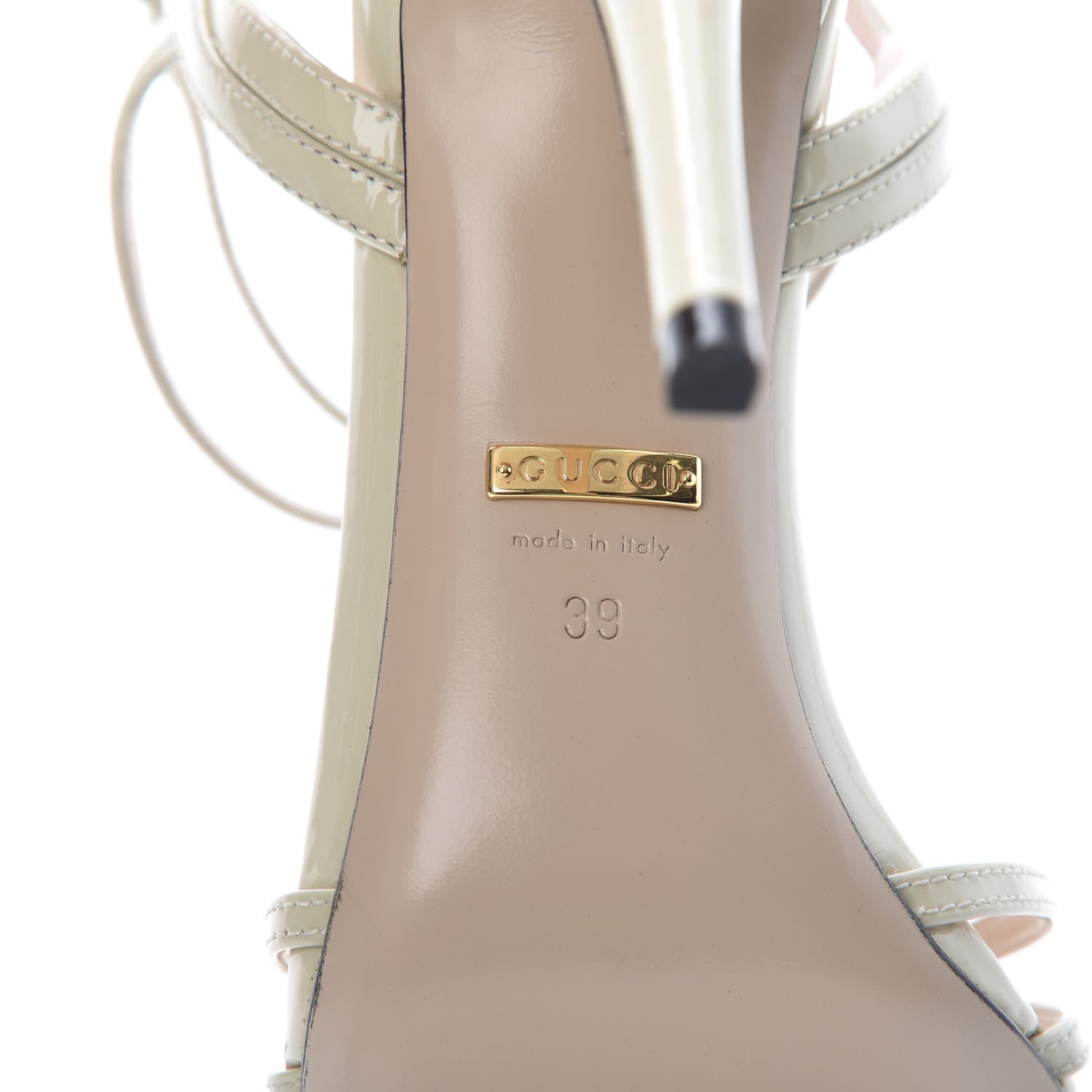 Gucci Patent Strappy Sandals 39 Vintage White 7 of 9