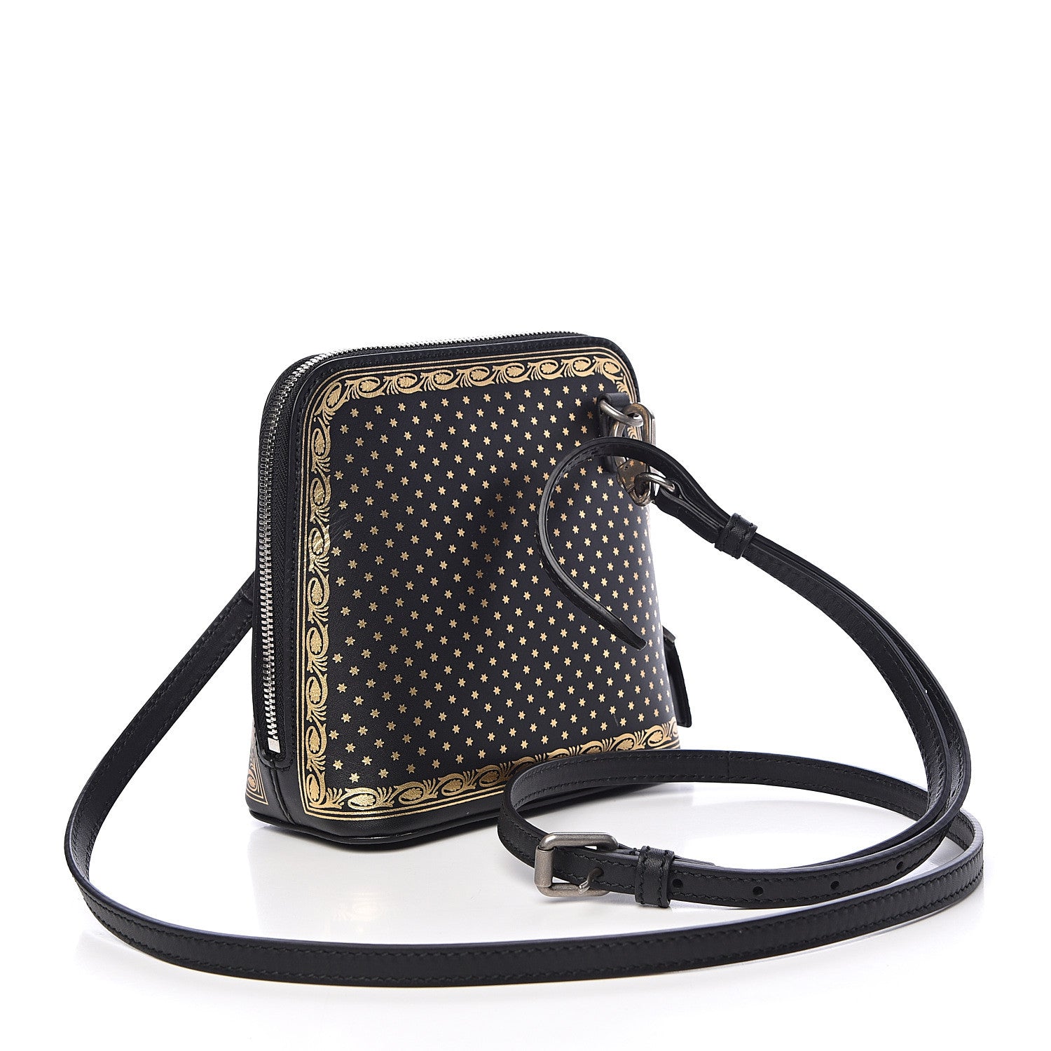 Gucci X SEGA Calfskin GUCCY Stars Mini Dome Shoulder Bag Black Gold 3 of 10