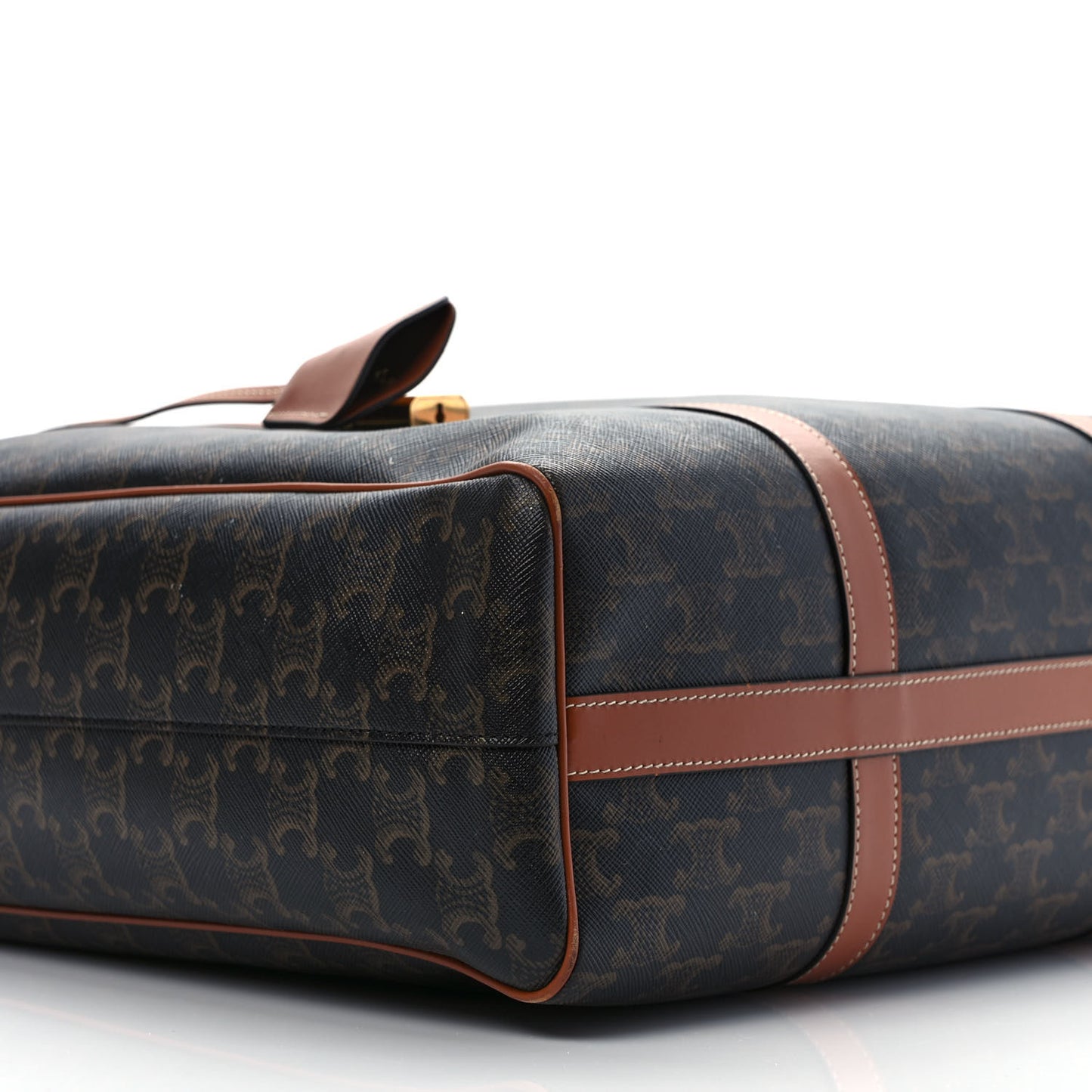 Triomphe Canvas Calfskin Vertical Boston Bag Tan