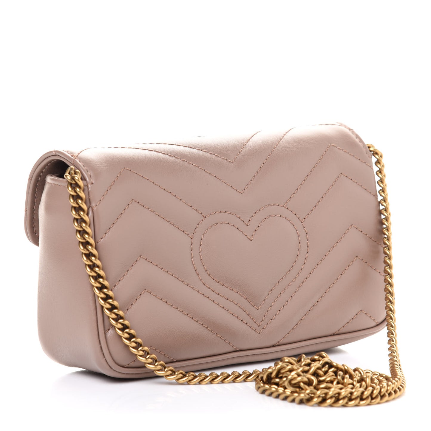 Calfskin Matelasse Super Mini GG Marmont Shoulder Bag Porcelain Rose