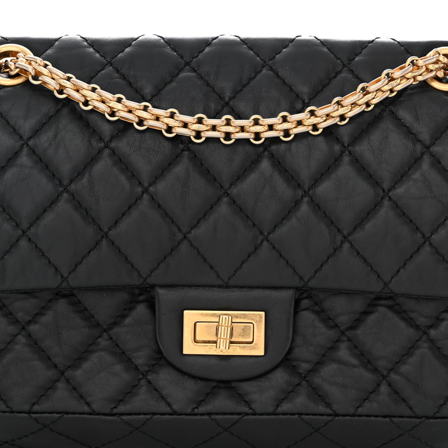 Aged Calfskin Quilted 2.55 Reissue 225 Flap Black